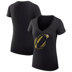 G-III 4Her by Carl Banks Women's Super-Slim Fit Lightweight Subtle Football V-Neck T-Shirt - Minnesota Vikings