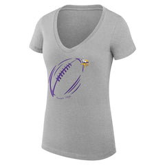 G-III 4Her by Carl Banks Women's Super-Slim Fit Lightweight Subtle Football V-Neck T-Shirt - Minnesota Vikings