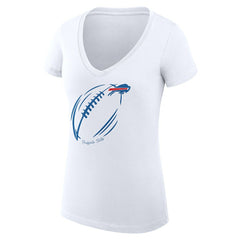 G-III 4Her by Carl Banks Women's Super-Slim Fit Lightweight Subtle Football V-Neck T-Shirt - Buffalo Bills