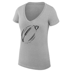 G-III 4Her by Carl Banks Women's Super-Slim Fit Lightweight Subtle Football V-Neck T-Shirt - Las Vegas Raiders