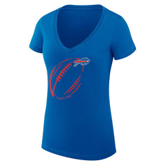 G-III 4Her by Carl Banks Women's Super-Slim Fit Lightweight Subtle Football V-Neck T-Shirt - Buffalo Bills