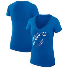 G-III 4Her by Carl Banks Women's Super-Slim Fit Lightweight Subtle Football V-Neck T-Shirt - Indianapolis Colts