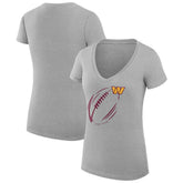 G-III 4Her by Carl Banks Women's Super-Slim Fit Lightweight Subtle Football V-Neck T-Shirt - Washington Commanders