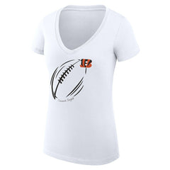 G-III 4Her by Carl Banks Women's Super-Slim Fit Lightweight Subtle Football V-Neck T-Shirt - Cincinnati Bengals