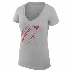 G-III 4Her by Carl Banks Women's Super-Slim Fit Lightweight Subtle Football V-Neck T-Shirt - Tampa Bay Buccaneers