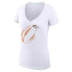 G-III 4Her by Carl Banks Women's Super-Slim Fit Lightweight Subtle Football V-Neck T-Shirt - Denver Broncos