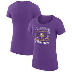 G-III 4Her by Carl Banks Women's Super-Slim Fit Lightweight Collage Team T-Shirt - Minnesota Vikings