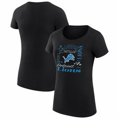 G-III 4Her by Carl Banks Women's Super-Slim Fit Lightweight Collage Team T-Shirt - Detroit Lions