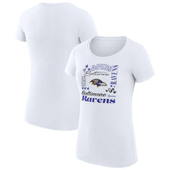 G-III 4Her by Carl Banks Women's Super-Slim Fit Lightweight Collage Team T-Shirt - Baltimore Ravens