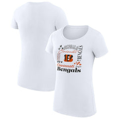 G-III 4Her by Carl Banks Women's Super-Slim Fit Lightweight Collage Team T-Shirt - Cincinnati Bengals