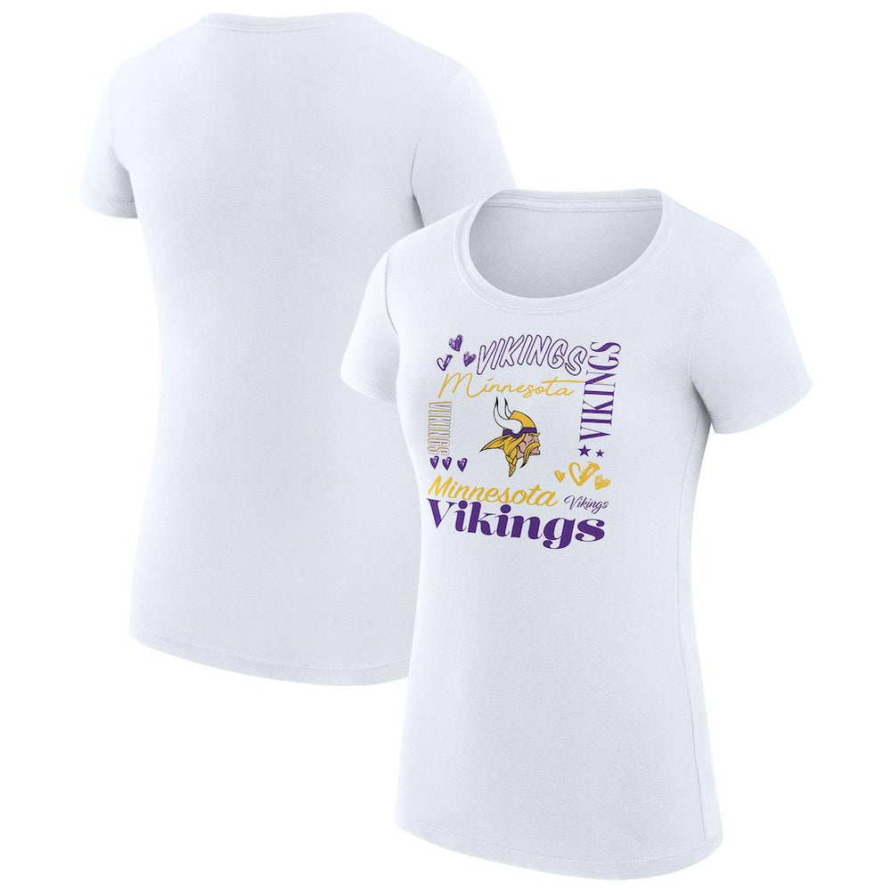 G-III 4Her by Carl Banks Women's Super-Slim Fit Lightweight Collage Team T-Shirt - Minnesota Vikings
