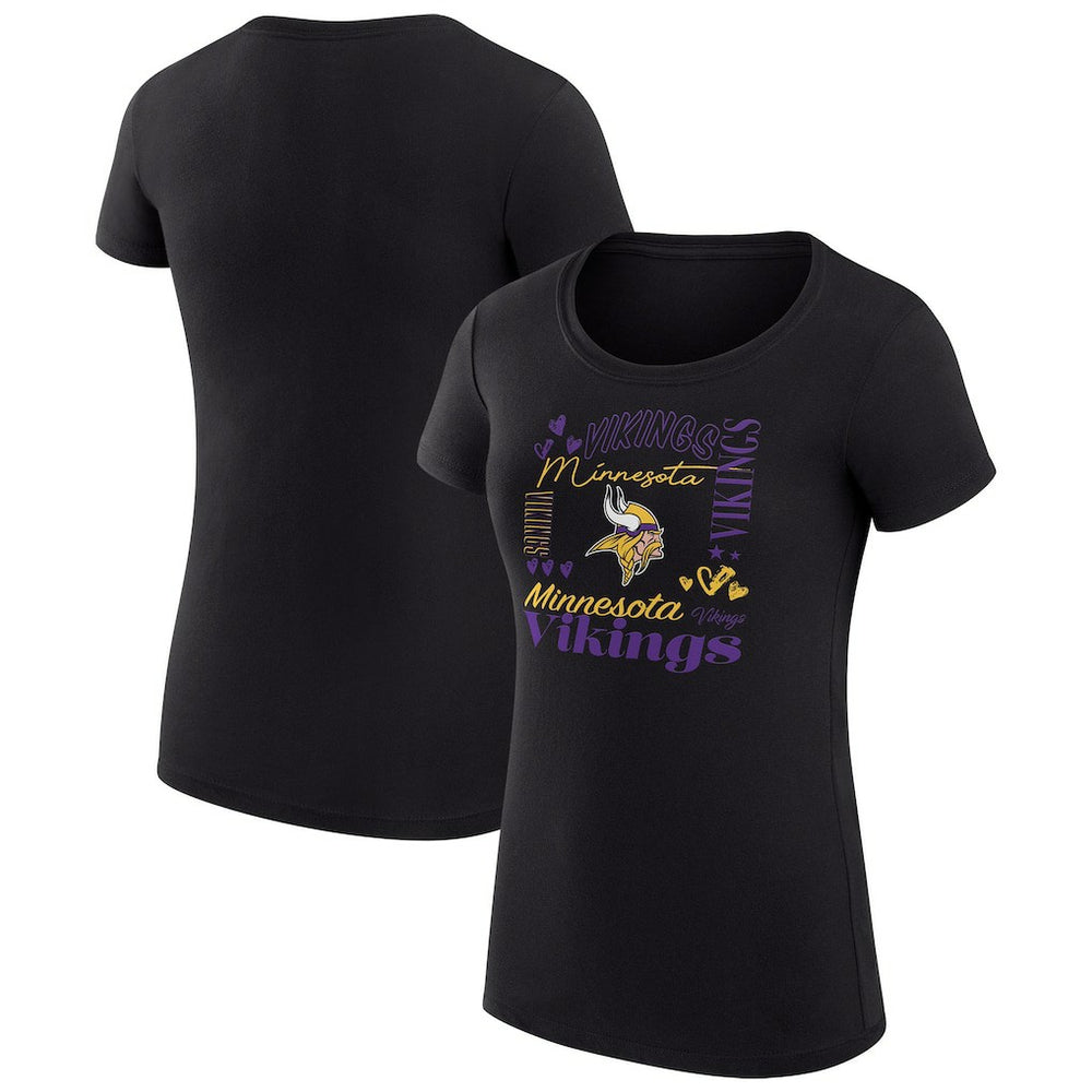 G-III 4Her by Carl Banks Women's Super-Slim Fit Lightweight Collage Team T-Shirt - Minnesota Vikings