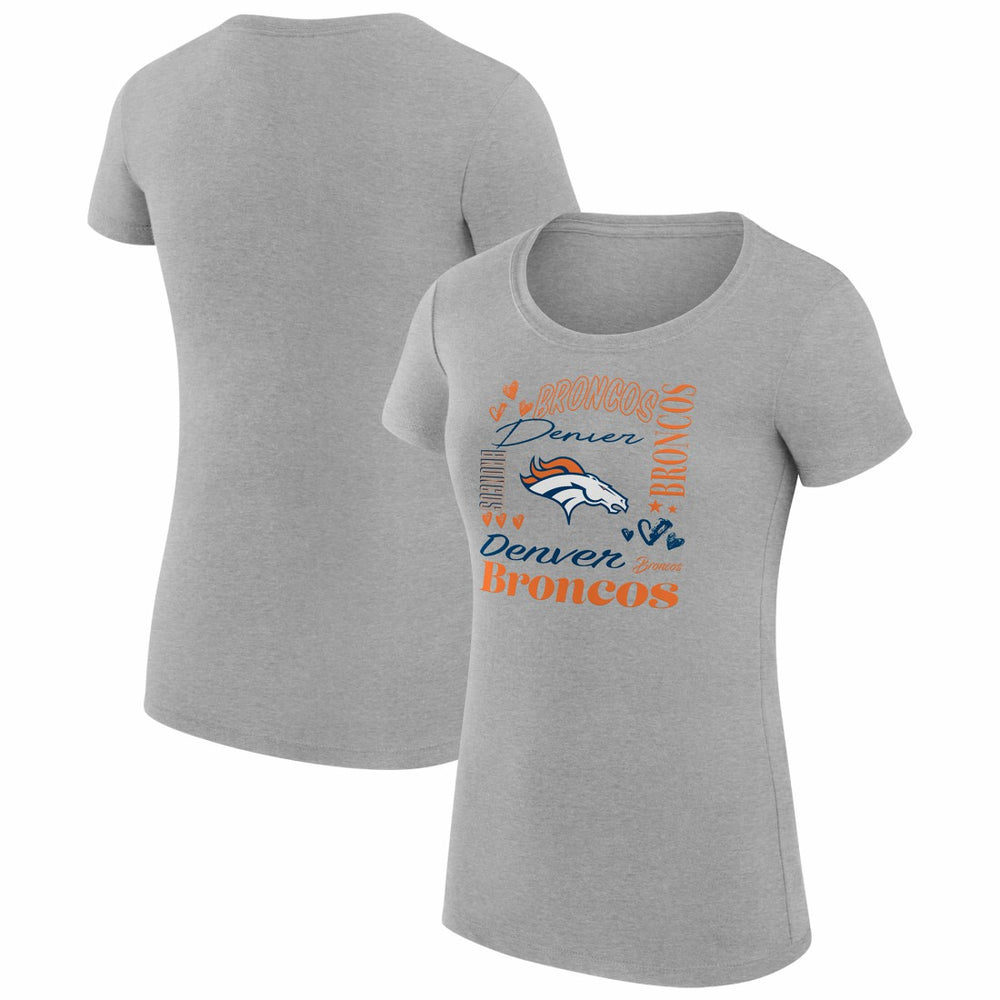 G-III 4Her by Carl Banks Women's Super-Slim Fit Lightweight Collage Team T-Shirt - Denver Broncos