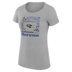 G-III 4Her by Carl Banks Women's Super-Slim Fit Lightweight Collage Team T-Shirt - Baltimore Ravens