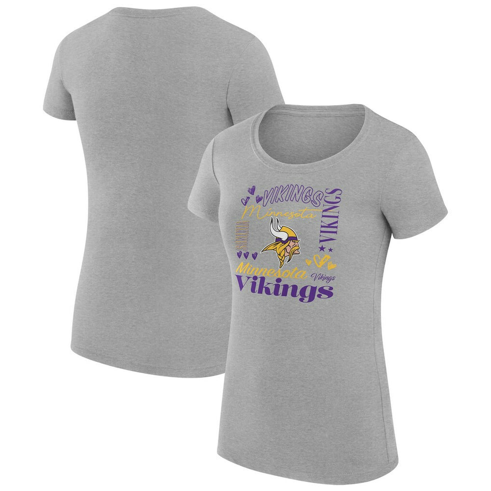 G-III 4Her by Carl Banks Women's Super-Slim Fit Lightweight Collage Team T-Shirt - Minnesota Vikings