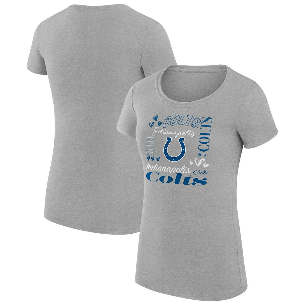 G-III 4Her by Carl Banks Women's Super-Slim Fit Lightweight Collage Team T-Shirt - Indianapolis Colts