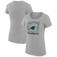 G-III 4Her by Carl Banks Women's Super-Slim Fit Lightweight Collage Team T-Shirt - Carolina Panthers