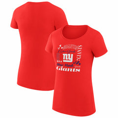 G-III 4Her by Carl Banks Women's Super-Slim Fit Lightweight Collage Team T-Shirt - New York Giants