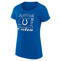 G-III 4Her by Carl Banks Women's Super-Slim Fit Lightweight Collage Team T-Shirt - Indianapolis Colts