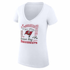 G-III 4Her by Carl Banks Women's Super-Slim Fit Lightweight Collage Team V-Neck T-Shirt - Tampa Bay Buccaneers