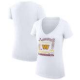 G-III 4Her by Carl Banks Women's Super-Slim Fit Lightweight Collage Team V-Neck T-Shirt - Washington Commanders