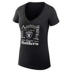 G-III 4Her by Carl Banks Women's Super-Slim Fit Lightweight Collage Team V-Neck T-Shirt - Las Vegas Raiders