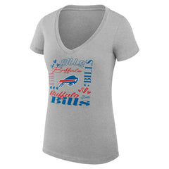 G-III 4Her by Carl Banks Women's Super-Slim Fit Lightweight Collage Team V-Neck T-Shirt - Buffalo Bills