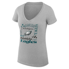 G-III 4Her by Carl Banks Women's Super-Slim Fit Lightweight Collage Team V-Neck T-Shirt - Philadelphia Eagles