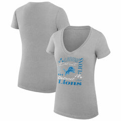 G-III 4Her by Carl Banks Women's Super-Slim Fit Lightweight Collage Team V-Neck T-Shirt - Detroit Lions
