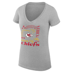 G-III 4Her by Carl Banks Women's Super-Slim Fit Lightweight Collage Team V-Neck T-Shirt - Kansas City Chiefs
