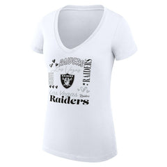 G-III 4Her by Carl Banks Women's Super-Slim Fit Lightweight Collage Team V-Neck T-Shirt - Las Vegas Raiders