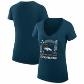 G-III 4Her by Carl Banks Women's Super-Slim Fit Lightweight Collage Team V-Neck T-Shirt - Denver Broncos