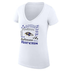 G-III 4Her by Carl Banks Women's Super-Slim Fit Lightweight Collage Team V-Neck T-Shirt - Baltimore Ravens
