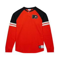 NHL Orange Philadelphia Flyers Mitchell & Ness Thermal Henley Long Sleeve T-Shirt