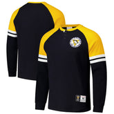 NHL Black Pittsburgh Penguins Mitchell & Ness Thermal Henley Long Sleeve T-Shirt