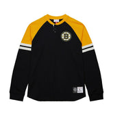 NHL Black Boston Bruins Mitchell & Ness Thermal Henley Long Sleeve T-Shirt