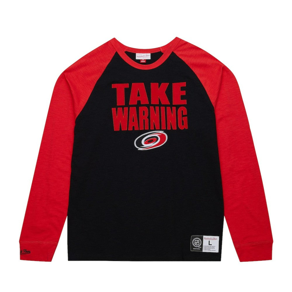 NHL Black/Red Carolina Hurricanes Mitchell & Ness Legendary Slub Raglan Long Sleeve T-Shirt