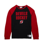 NHL Black/Red New Jersey Devils Mitchell & Ness Legendary Slub Raglan Long Sleeve T-Shirt