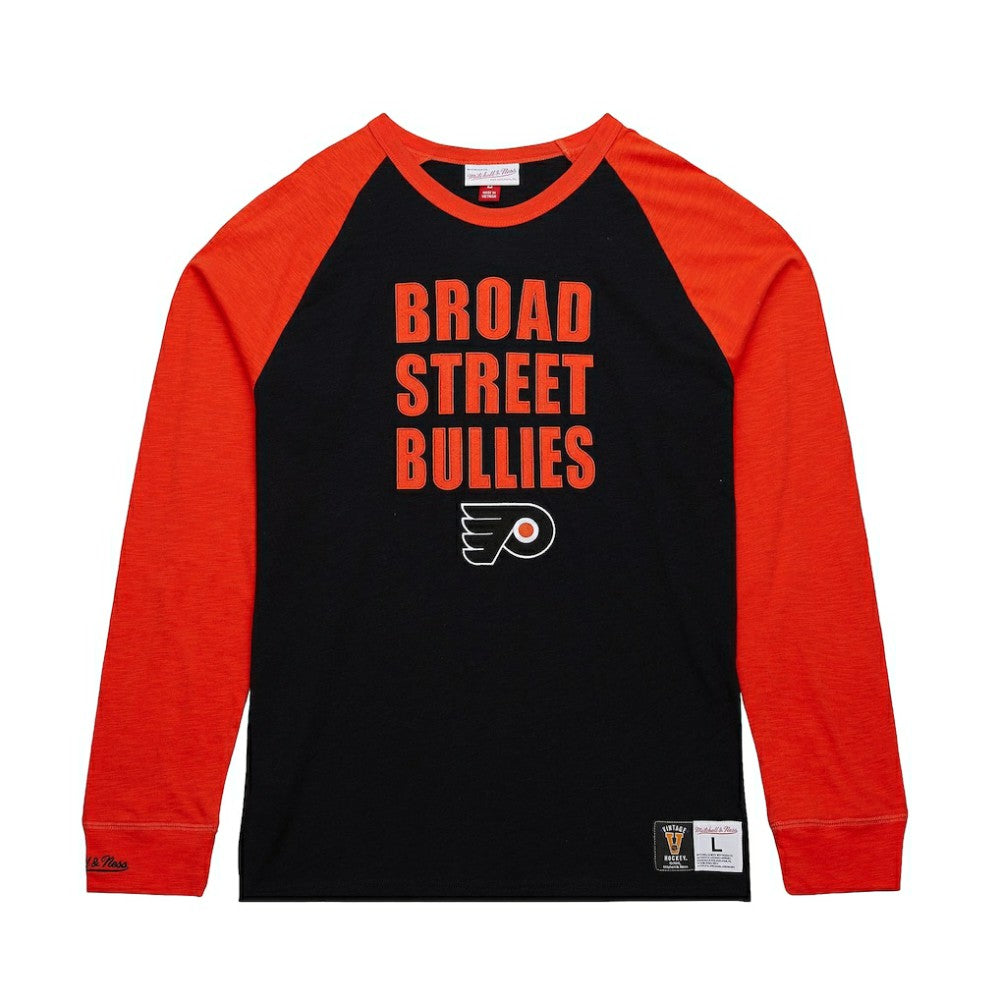 NHL Black/Orange Philadelphia Flyers Mitchell & Ness Legendary Slub Raglan Long Sleeve T-Shirt