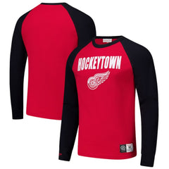 NHL Red/Black Detroit Red Wings Mitchell & Ness Legendary Slub Raglan Long Sleeve T-Shirt