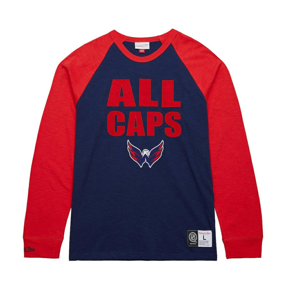 NHL Navy/Red Washington Capitals Mitchell & Ness Legendary Slub Raglan Long Sleeve T-Shirt