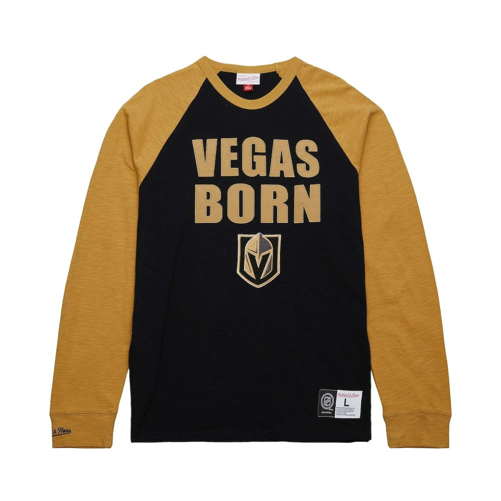 NHL Black/Gold Vegas Golden Knights Mitchell & Ness Legendary Slub Raglan Long Sleeve T-Shirt