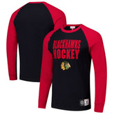 NHL Black/Red Chicago Blackhawks Mitchell & Ness Legendary Slub Raglan Long Sleeve T-Shirt