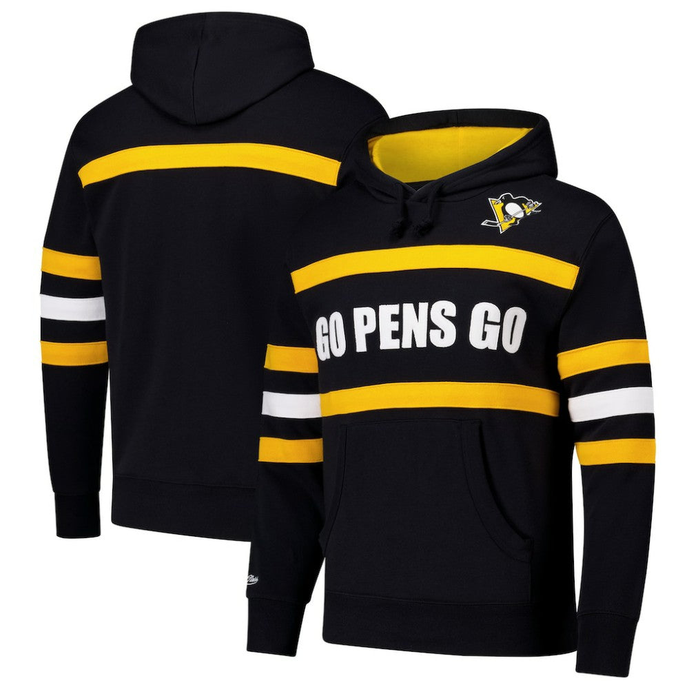NHL Black Pittsburgh Penguins Mitchell & Ness Head Coach Slogan Pullover Hoodie