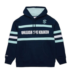 NHL Navy Seattle Kraken Mitchell & Ness Head Coach Slogan Pullover Hoodie