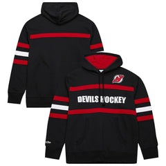 NHL Black New Jersey Devils Mitchell & Ness Head Coach Slogan Pullover Hoodie