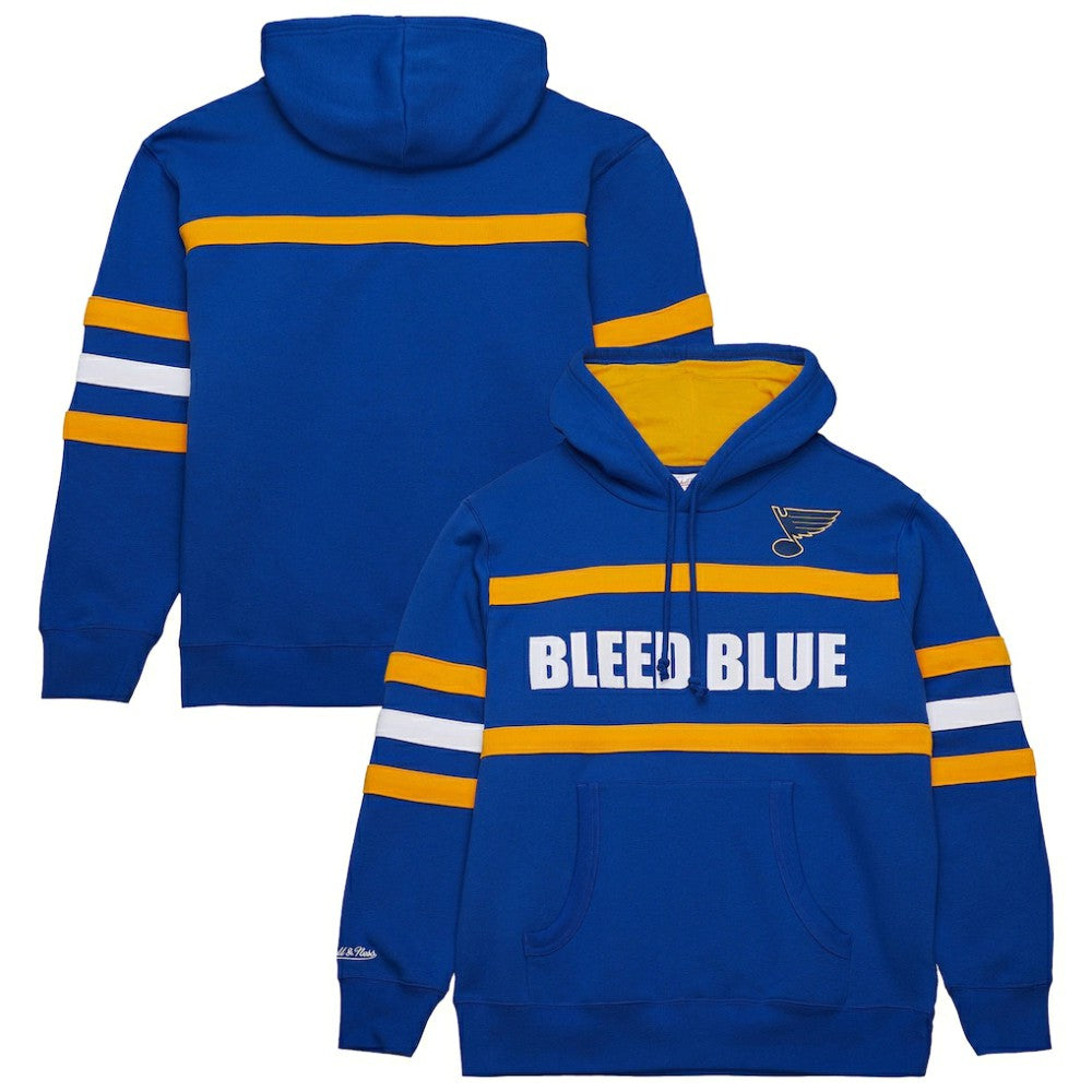 NHL Blue St. Louis Blues Mitchell & Ness Head Coach Slogan Pullover Hoodie