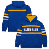 NHL Blue St. Louis Blues Mitchell & Ness Head Coach Slogan Pullover Hoodie