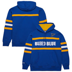 NHL Blue St. Louis Blues Mitchell & Ness Head Coach Slogan Pullover Hoodie