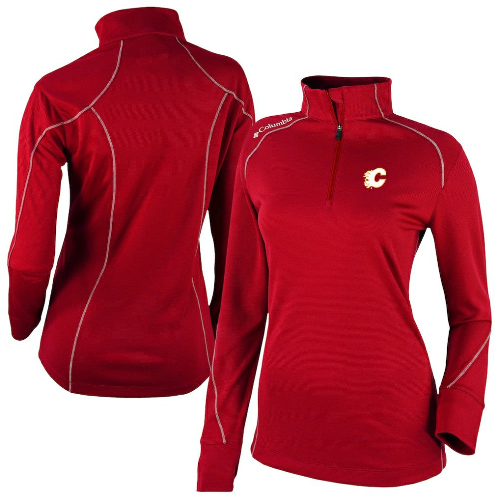 NHL Red Calgary Flames Columbia Women's Omni-Wick Shotgun 2.0 Quarter-Zip Pullover Top
